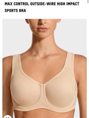 New SHECURVE max control Nude Bra underwire sports bra Light Beige 34D